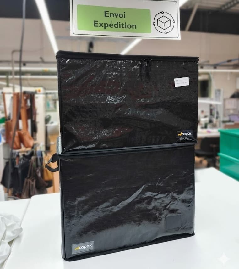 Bacs réutilisables Woopak en situation de flux réparation SAV